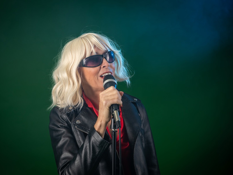 Pauline Jones performing as Blondie tribute singer live on stage